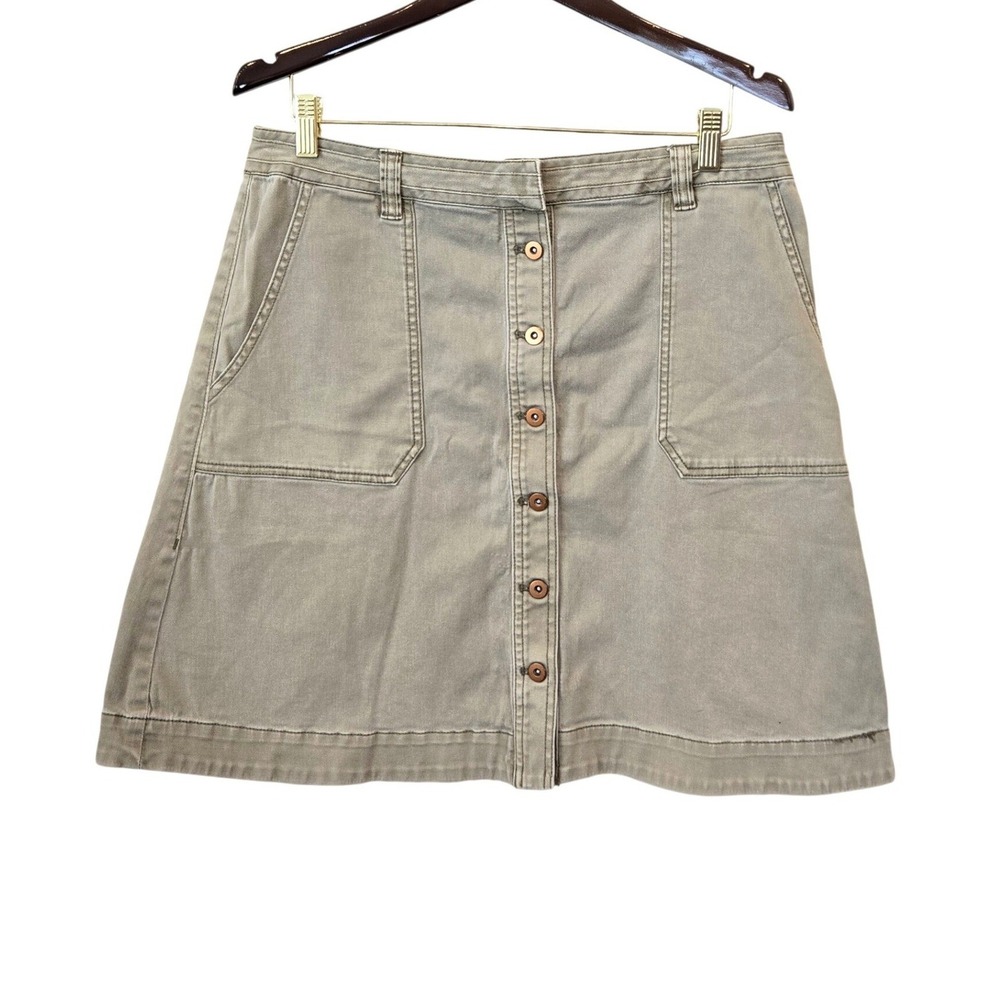 Pilcro and the Letterpress Olive Green Button Front Mini Skirt Size‎ 12 Twill